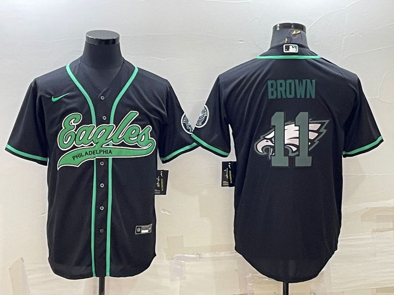 Men Philadelphia Eagles 11 Brown Black 2022 Nike Co branded NFL Jerseys